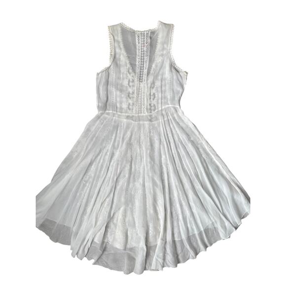 Johnny Was Sleeveless Lace Embroidered Crochet Mini Dress White Size XS